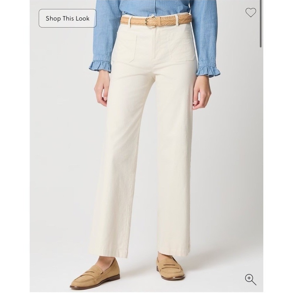 J Crew Factory Women's Lizzie Wide Leg Pant In Natural Size 27 Petite NWT